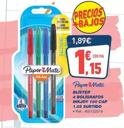 Bureau Vallée PAPER MATE Blíster 4 bolígrafos inkjoy 100 cap 1.02 surtido oferta