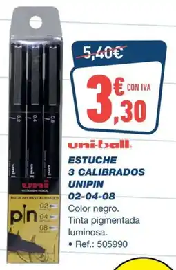 Bureau Vallée UNI-BALL Estuche 3 calibrados unipin 02-04-08 oferta