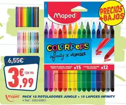 Bureau Vallée MAPED Pack 12 rotuladores jungle + 15 lapices infinity oferta