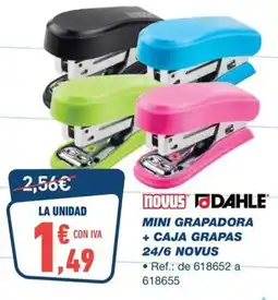 Bureau Vallée Mini grapadora + caja grapas 24/6 novus oferta