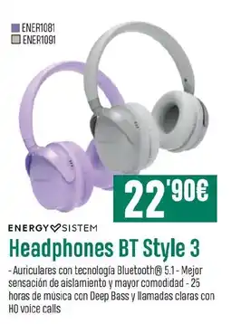 PCBox ENERGY SISTEM Headphones BT Style 3 oferta