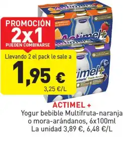 Hiperber ACTIMEL + Yogur bebible Multifruta-naranja o mora-arándanos oferta