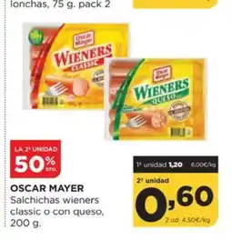 Alimerka OSCAR MAYER Salchichas wieners classic o con queso oferta