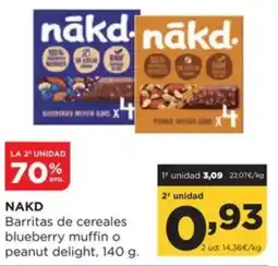 Alimerka NAKD Barritas de cereales blueberry muffin o peanut delight oferta