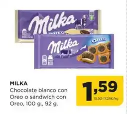Alimerka MILKA Chocolate blanco con Oreo o sandwich con Oreo oferta