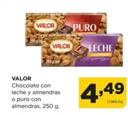 Alimerka VALOR Chocolate con leche y almendras o puro con almendras oferta