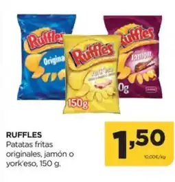 Alimerka RUFFLES Patatas fritas originales, jamón o york'eso oferta