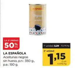 Alimerka LA ESPAÑOLA Aceitunas negras sin hueso oferta