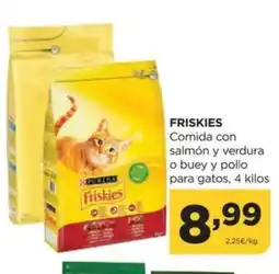 Alimerka FRISKIES Comida con salmón y verdura o buey y pollo para gatos oferta