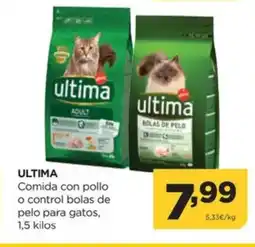 Alimerka ULTIMA Comida con pollo o control bolas de pelo para gatos oferta