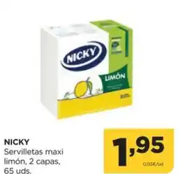 Alimerka NICKY Servilletas maxi limón, 2 capas oferta