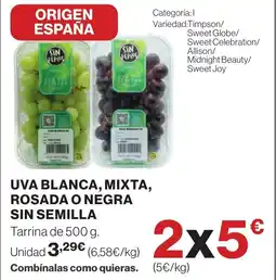 Supercor Uva blanca, mixta, rosada o negra sin semilla oferta