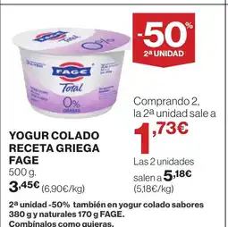 Supercor FAGE Yogur colado receta griega oferta