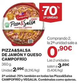 Supercor CAMPOFRÍO Pizza&salsa de jamón y queso oferta