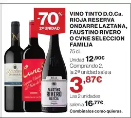 Supercor Vino tinto d.o.ca. rioja reserva ondarre laztana, faustino rivero o cvne seleccion familia oferta