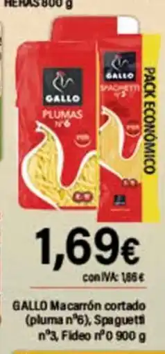 Cash Ifa GALLO Macarrón cortado (pluma nº6), Spaguetti nº3, Fideo nº0 oferta