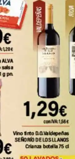 Cash Ifa SEÑORIO DE LOS LLANOS Vino tinto D.O.Valdepeñas Crianza botella oferta