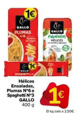 Carrefour Market GALLO Hélices Ensaladas, Plumas Nº6o Spaghetti N°3 oferta
