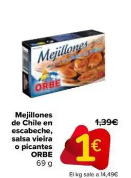 Carrefour Market ORBE Mejillones de Chile en escabeche, salsa vieira o picantes oferta