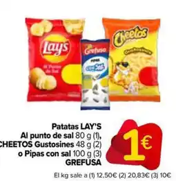 Carrefour Market LAY'S CHEETOS GREFUSA Patatas Al punto de sal Gustosines o Pipas con sal oferta