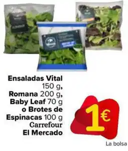 Carrefour Market Ensaladas Vital Romana Baby Leaf o Brotes de Espinacas o Brotes de Espinacas Carrefour El Mercado oferta