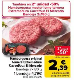 Carrefour Market Hamburguesa original ternera Extremadura Carrefour El Mercado oferta