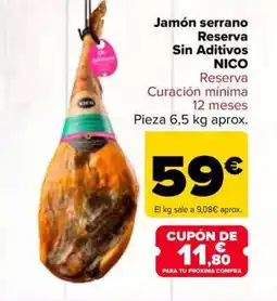 Carrefour Market NICO Jamón serrano Reserva Sin Aditivos oferta