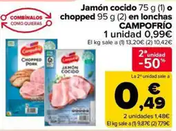 Carrefour Market CAMPOFRÍO Jamón cocido o chopped en lonchas oferta