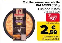 Carrefour Market PALACIOS Tortilla casera con cebolla oferta