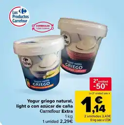 Carrefour Market Yogur griego natural, light o con azúcar de caña Carrefour Extra oferta