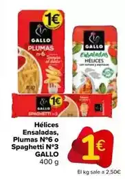 Carrefour Market Gallo - helices ensaladas plumas no6 o spaghetti n°3 oferta
