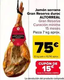 Carrefour Market Altorreal - jamon serrano gran reserva duroc oferta