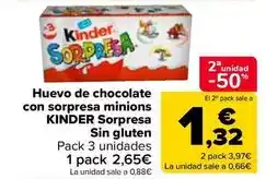 Carrefour Market Kinder - huevo de chocolate con sorpresa minions sorpresa sin gluten oferta