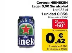 Carrefour Market Heineken - cerveza lager 0,0 sin alcohol oferta