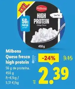 Lidl Milbona - queso fresco high protein oferta