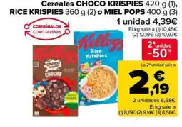 Carrefour Market CHOCO KRISPIES RICE KRISPIES o MIEL POPS Cereales oferta