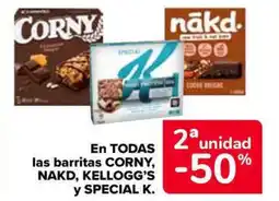 Carrefour Market CORNY, NAKD, KELLOGG'S y SPECIAL K En todas las barritas oferta