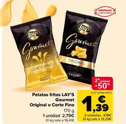 Carrefour Market LAY'S Patatas fritas Gourmet Original o Corte Fino oferta