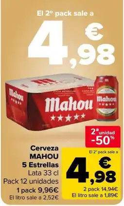 Carrefour Market MAHOU Cerveza 5 Estrellas oferta