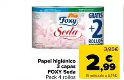 Carrefour Market FOXY Papel higiénico 3 capas seda oferta