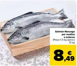 Carrefour Salmón noruego por medios o enteros oferta