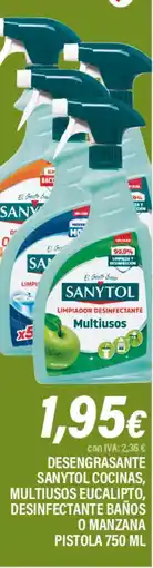 Cash Ifa SANYTOL Desengrasante cocinas, multiusos eucalipto, desinfectante baños o manzana pistola oferta