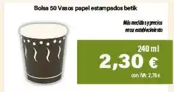 Cash Ifa Bolsa 50 Vasos papel estampados betik oferta