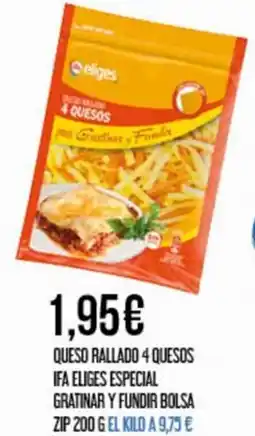 Claudio IFA ELIGES Queso rallado 4 quesos especial gratinar y fundir bolsa zip oferta