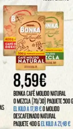 Claudio BONKA Café molido natural o mezcla paquete molido descafeinado natural paquete oferta