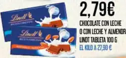 Claudio LINDT Chocolate con leche o con leche y almendras tableta oferta