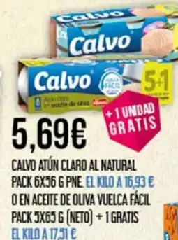 Claudio CALVO Atún claro al natural o en aceite de oliva vuelca fácil oferta