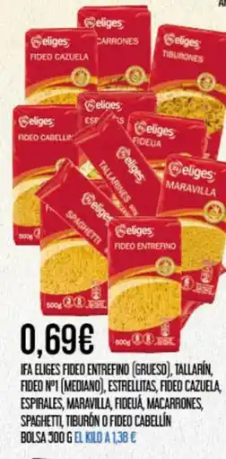 Claudio IFA ELIGES Fideo entrefino gallarín, fideo nº1 estrellitas, fideo cazuela oferta
