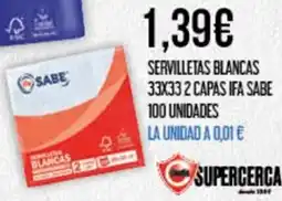 Claudio IFA SABE Servilletas blancas 33x33 2 capas oferta