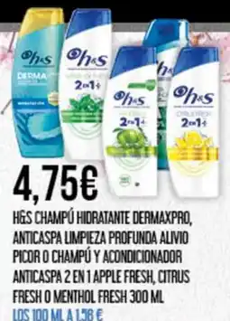 Claudio H&S Champú hidratante dermaxpro, anticaspa limpieza profunda alivio picor o champú y acondicionador oferta